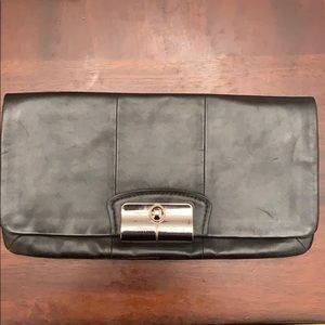 Black coach leather clutch